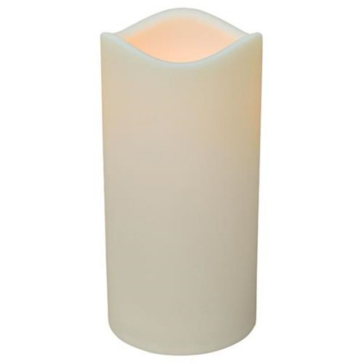 Ivory Wax-Look LED Pillar Candle with Timer and Flickering Flame Effect - Battery Operated